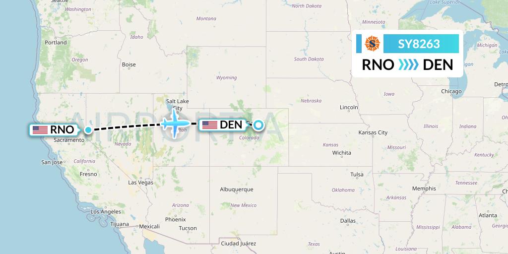 SY8263 Sun Country Airlines Flight Map: Reno to Denver