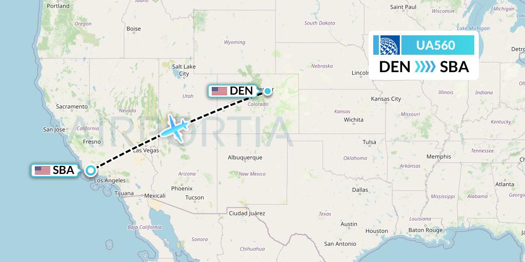 UA560 United Airlines Flight Map: Denver to Santa Barbara