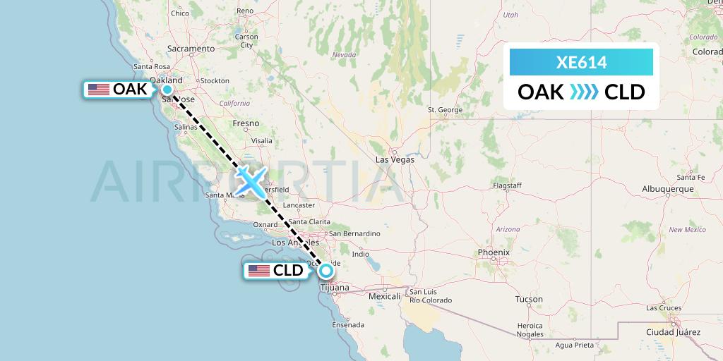 XE614 Jsx Flight Map: Oakland to San Diego