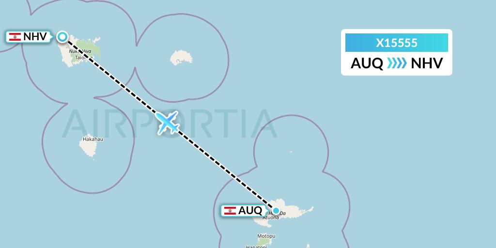 X15555 Nik Airways Flight Map: Atuona to Nuku Hiva
