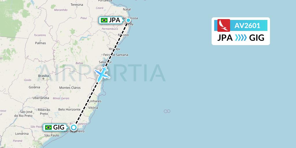 AV2601 Avianca Flight Map: Joao Pessoa to Rio de Janeiro