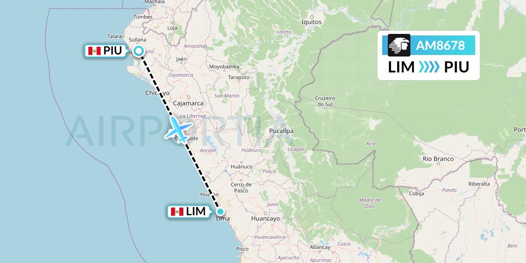 AM8678 Aeromexico Flight Map: Lima to Piura