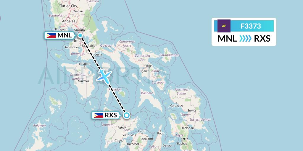 F3373 flydeal Flight Map: Manila to Roxas City