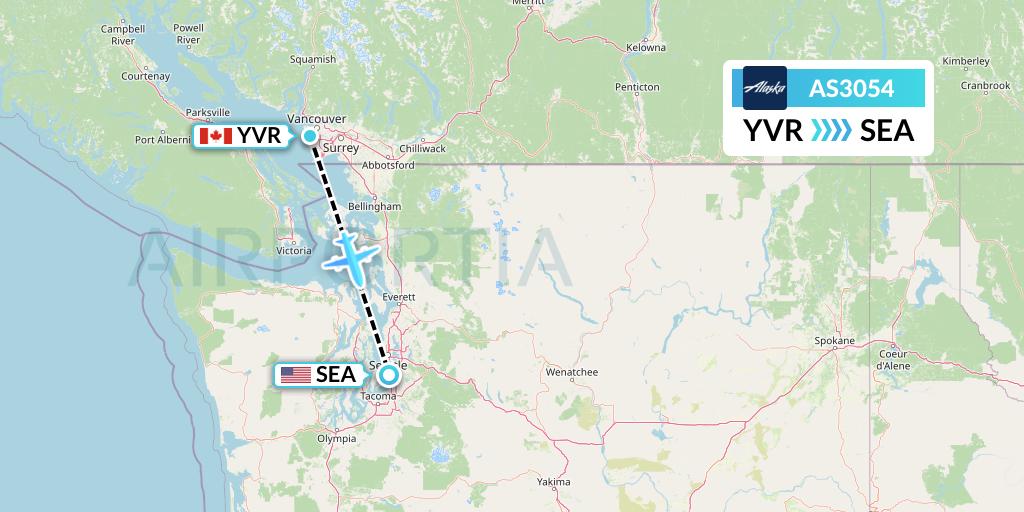 AS3054 Alaska Airlines Flight Map: Vancouver to Seattle