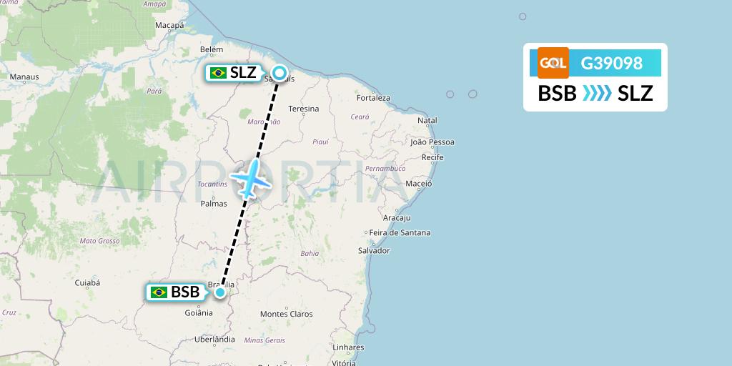 G39098 GOL Transportes Aeros Flight Map: Brasilia to Sao Luis