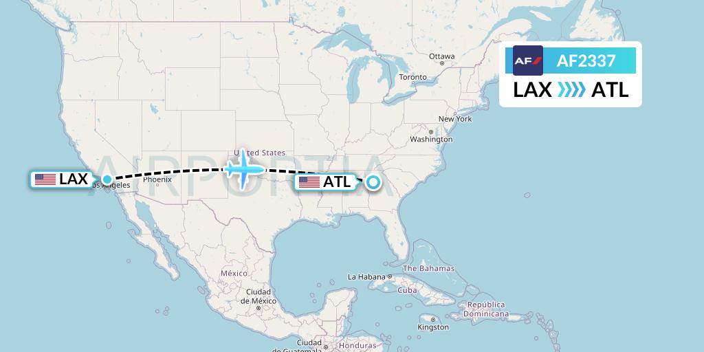 AF2337 Air France Flight Map: Los Angeles to Atlanta