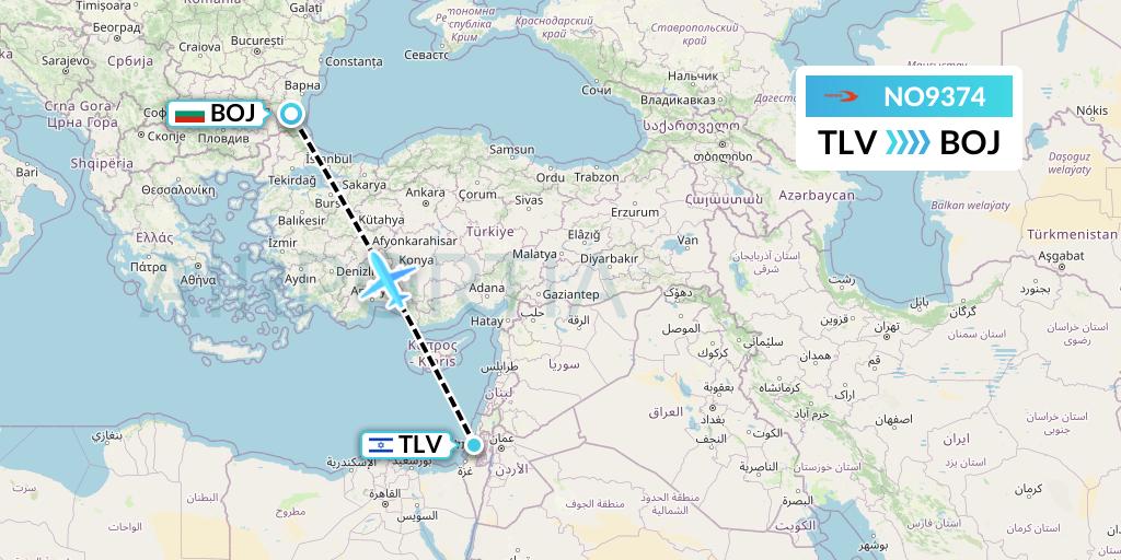 NO9374 Neos Flight Map: Tel Aviv to Burgas