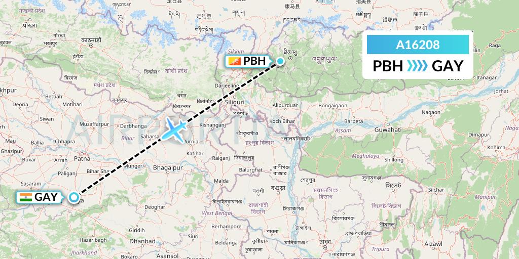 A16208 A.p.g. Distribution Systems Flight Map: Paro to Gaya