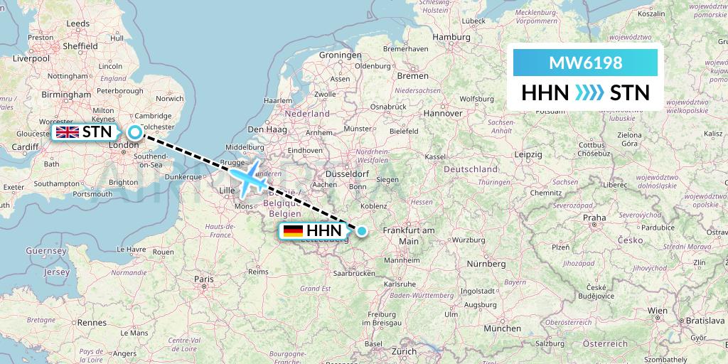 MW6198 Mokulele Flight Service Flight Map: Hahn to London