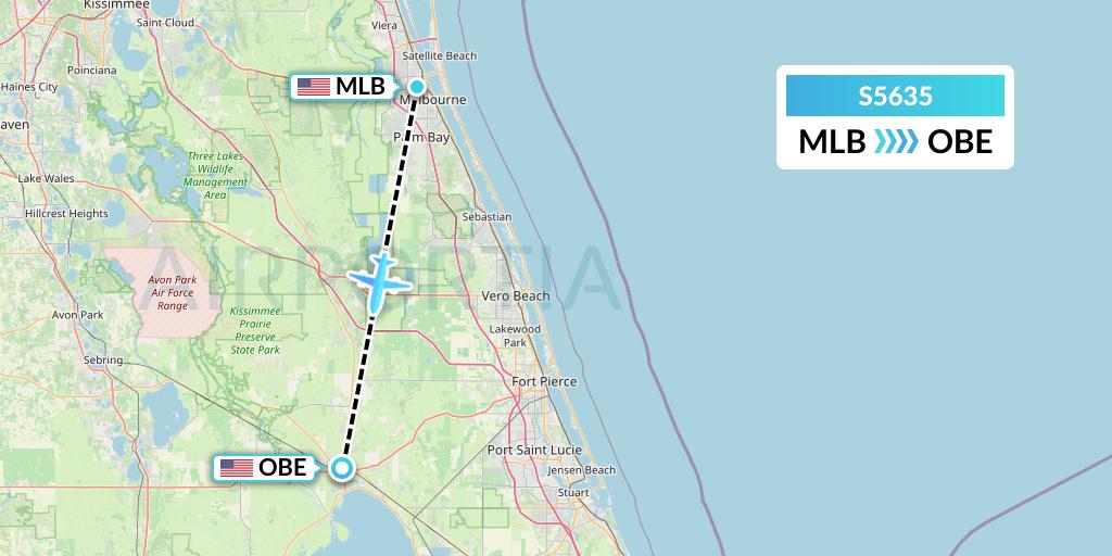 S5635 Star Air Flight Map: Melbourne to Okeechobee