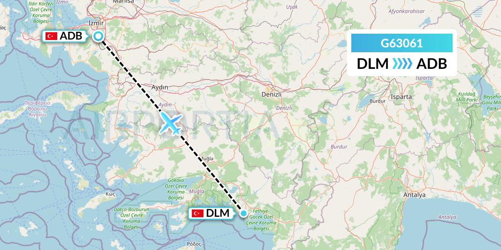 G63061 Fly Arna Flight Map: Dalaman to Izmir
