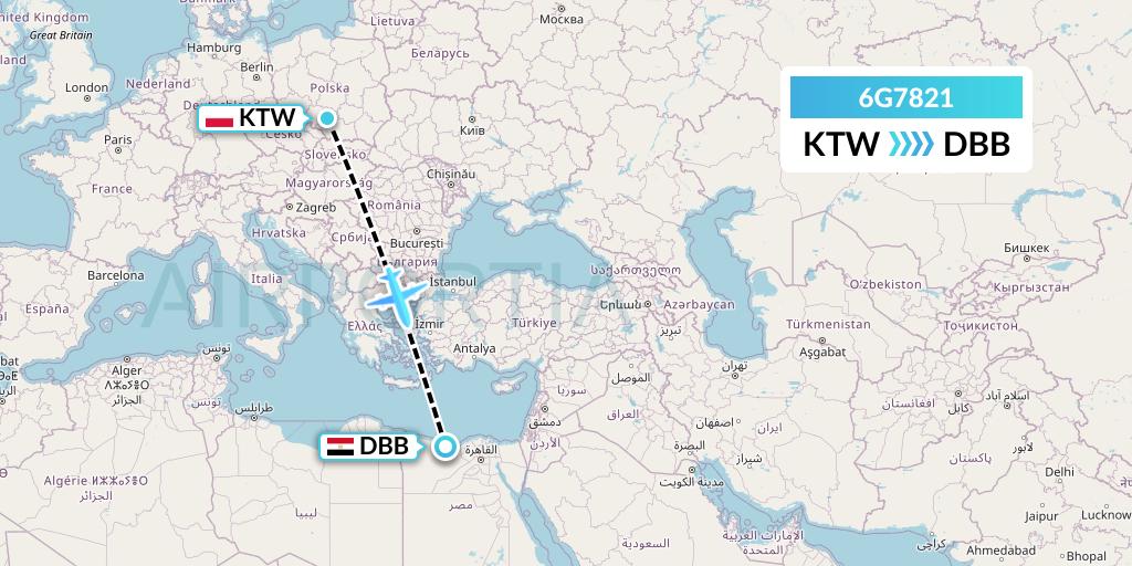 6G7821 Go2Sky Flight Map: Katowice to El Alamein