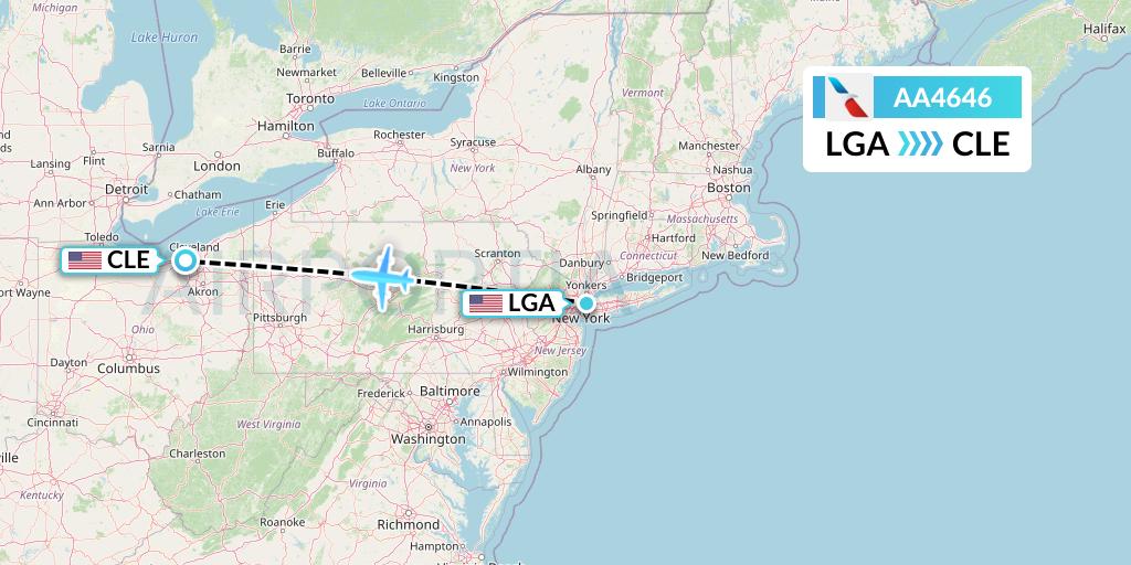 AA4646 American Airlines Flight Map: New York to Cleveland