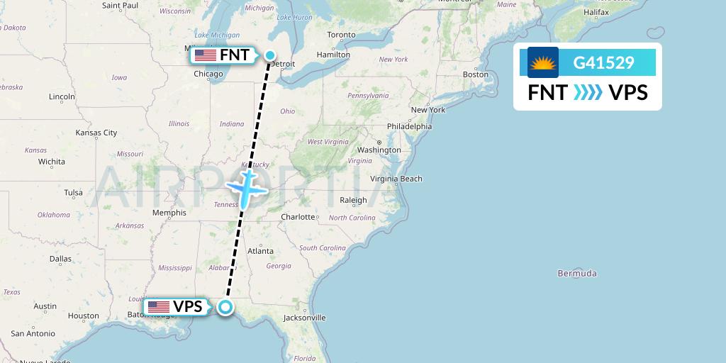 G41529 Allegiant Air Flight Map: Flint to Valparaiso