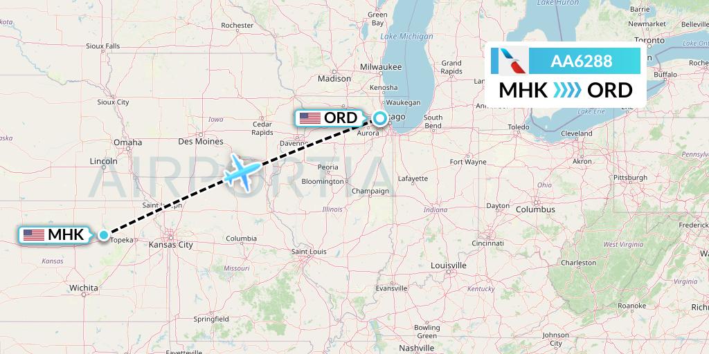 AA6288 American Airlines Flight Map: Manhattan to Chicago