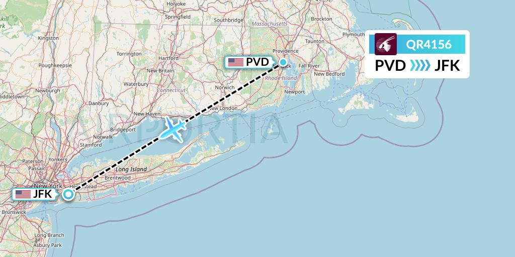 QR4156 Qatar Airways Flight Map: Providence to New York