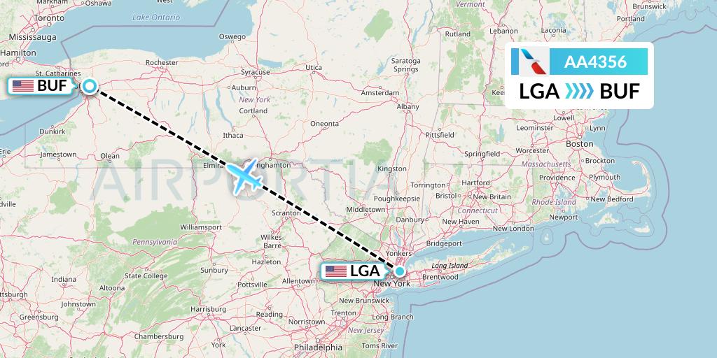 AA4356 American Airlines Flight Map: New York to Buffalo