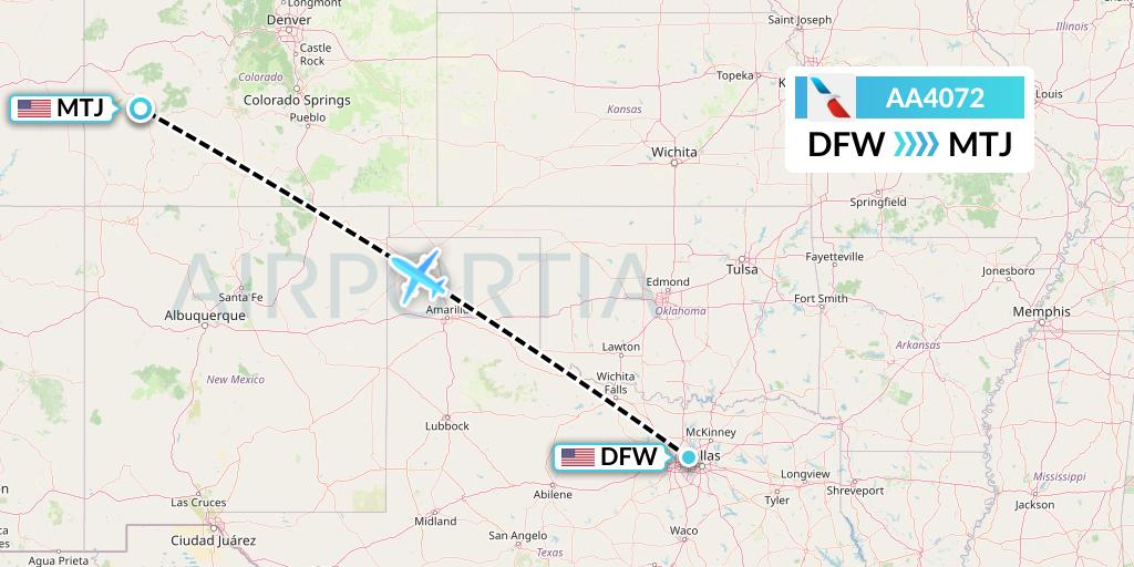 AA4072 American Airlines Flight Map: Dallas to Montrose