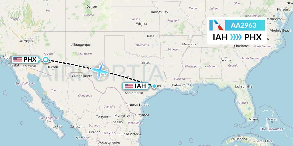AA2963 American Airlines Flight Map: Houston to Phoenix
