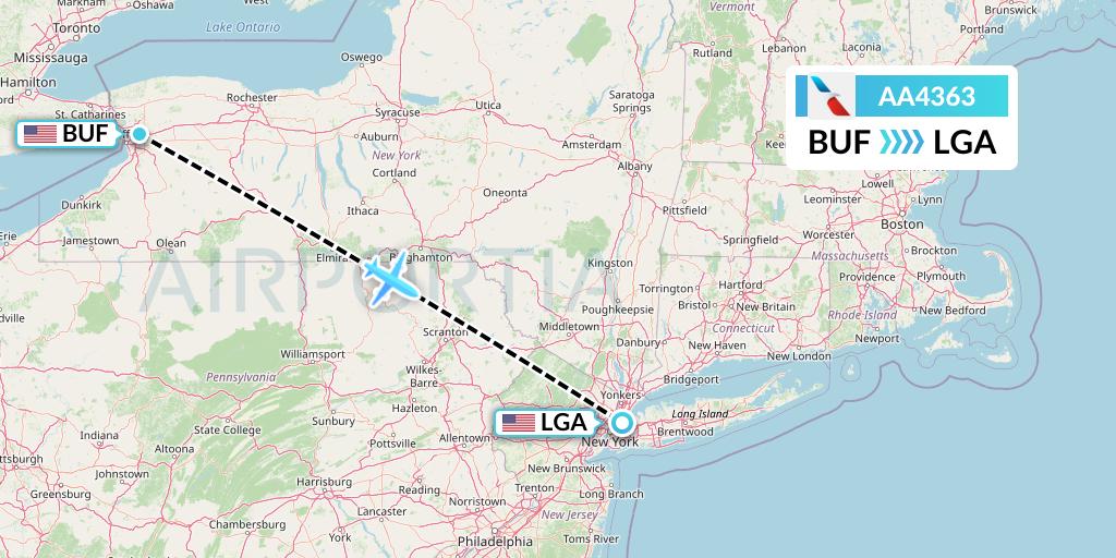 AA4363 American Airlines Flight Map: Buffalo to New York
