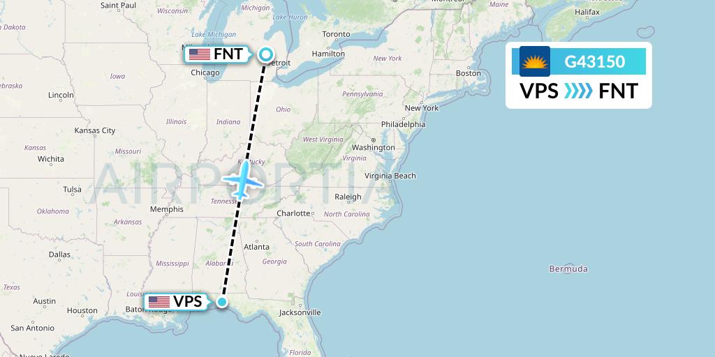 G43150 Allegiant Air Flight Map: Valparaiso to Flint