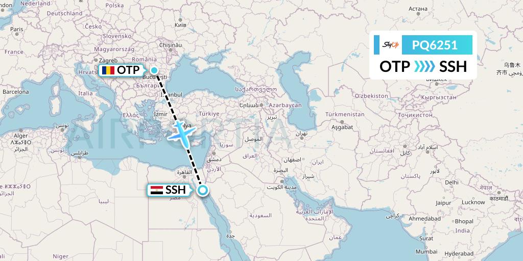 PQ6251 SkyUp Airlines Flight Map: Bucharest to Sharm el-Sheikh