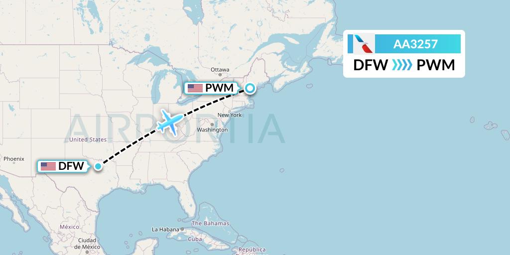 AA3257 American Airlines Flight Map: Dallas to Portland