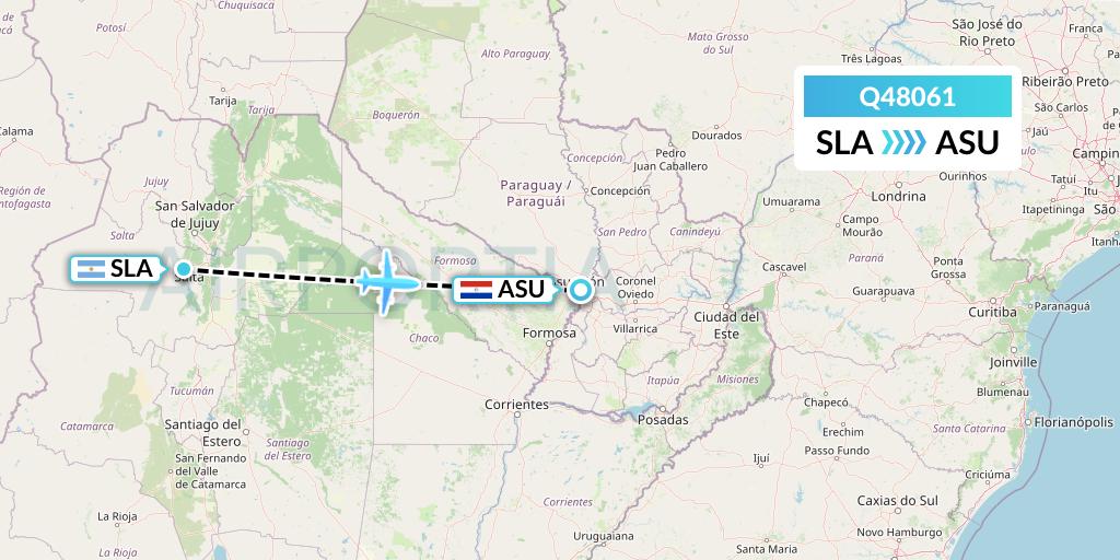 Q48061 Euroairlines Flight Map: Salta to Asuncion