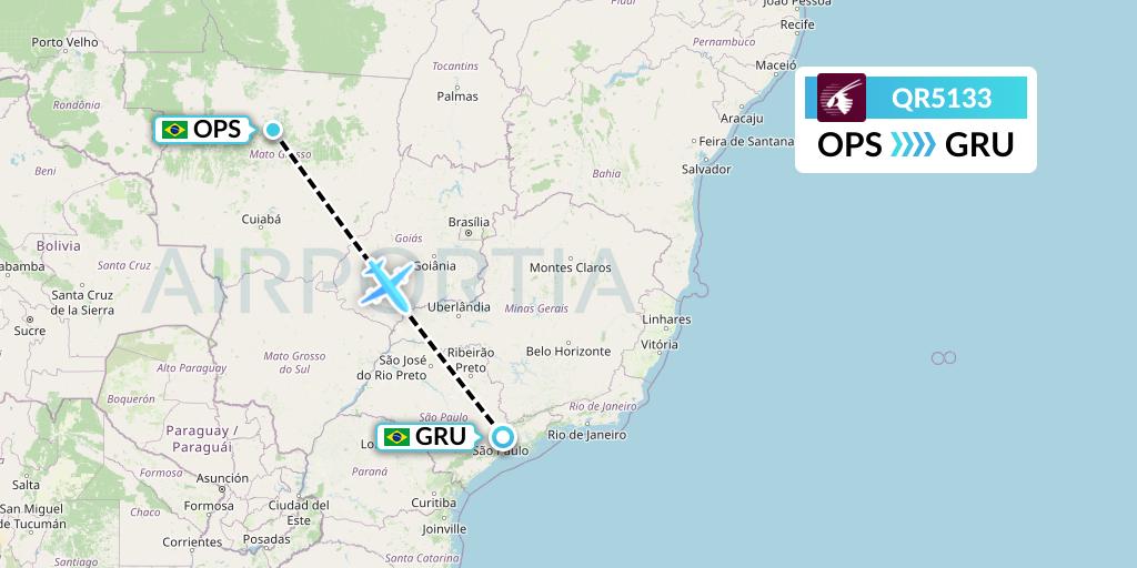QR5133 Qatar Airways Flight Map: Sinop to Sao Paulo