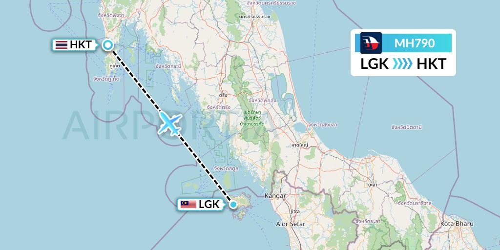 MH790 Malaysia Airlines Flight Map: Langkawi to Phuket