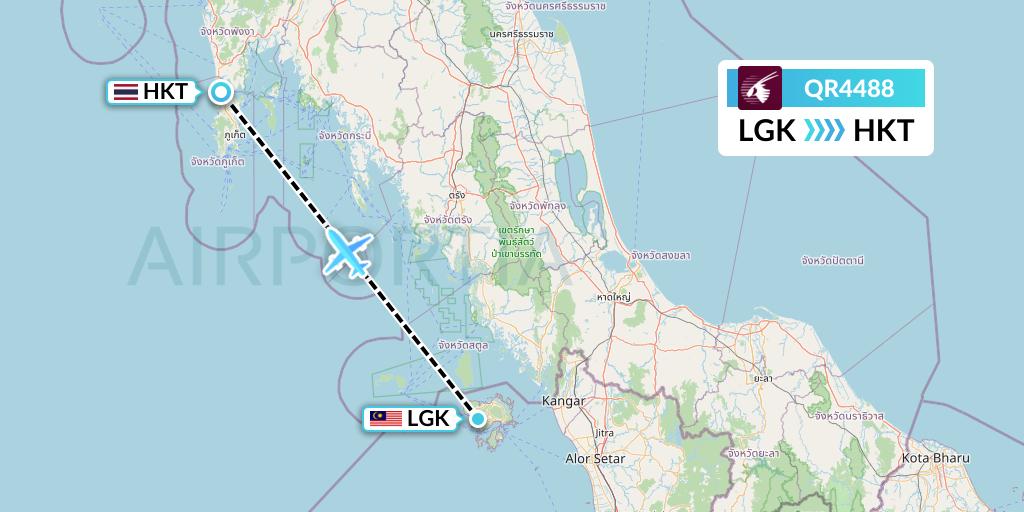 QR4488 Qatar Airways Flight Map: Langkawi to Phuket