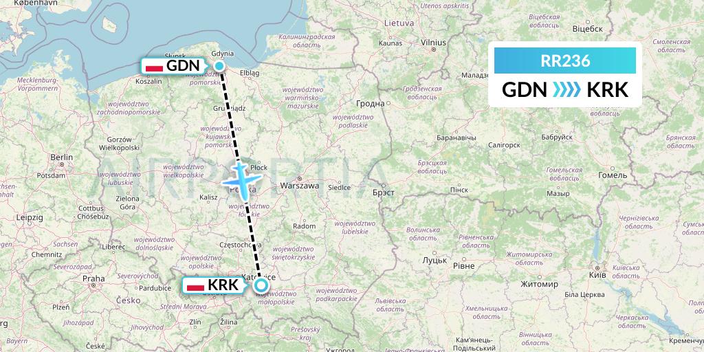 RR236 Royal Air Force Flight Map: Gdansk to Krakow