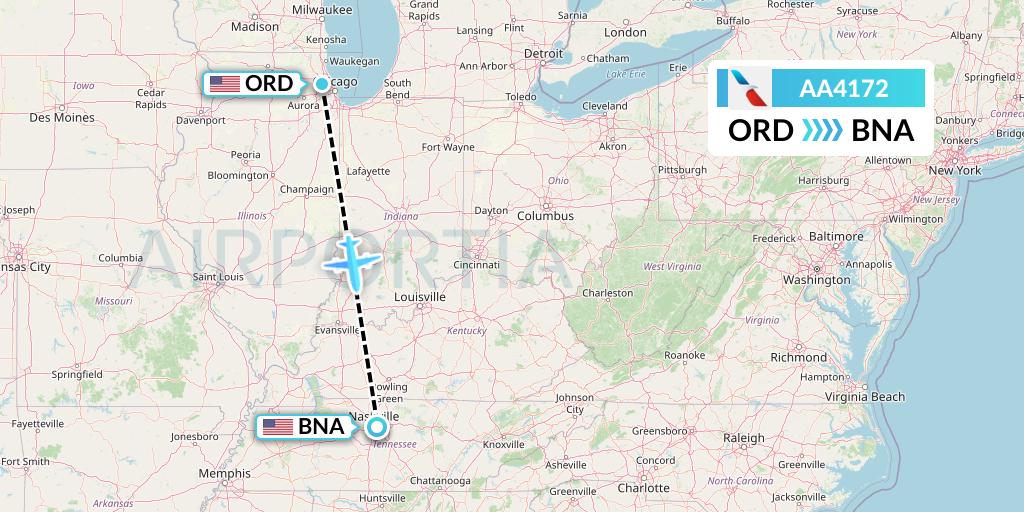 AA4172 Flight Status American Airlines: Chicago to Nashville (AAL4172)