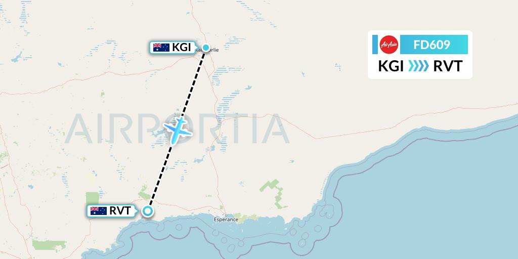 FD609 Thai AirAsia Flight Map: Kalgoorlie to Ravensthorpe