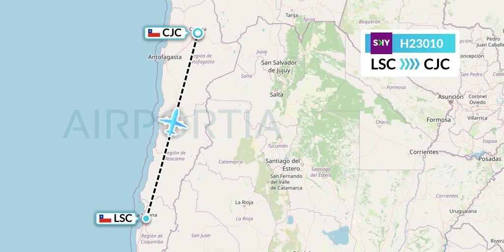 H23010 Sky Airline Flight Map: La Serena to Calama