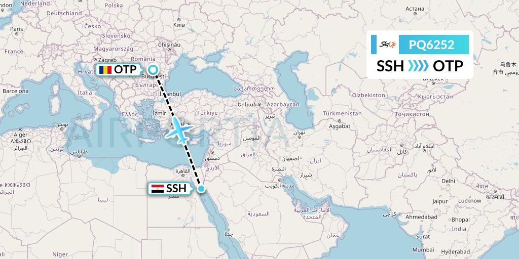 PQ6252 SkyUp Airlines Flight Map: Sharm el-Sheikh to Bucharest
