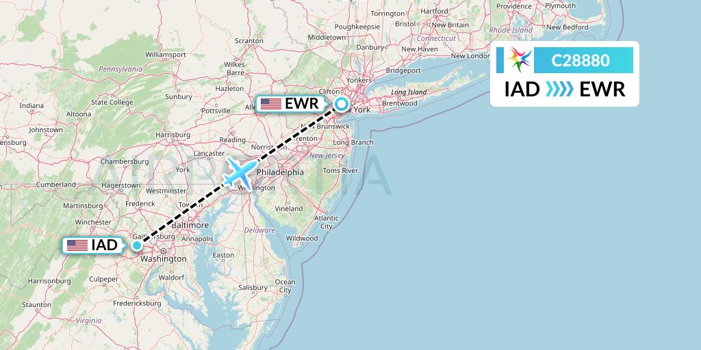 C28880 Ceiba Intercontinental Flight Map: Washington to New York