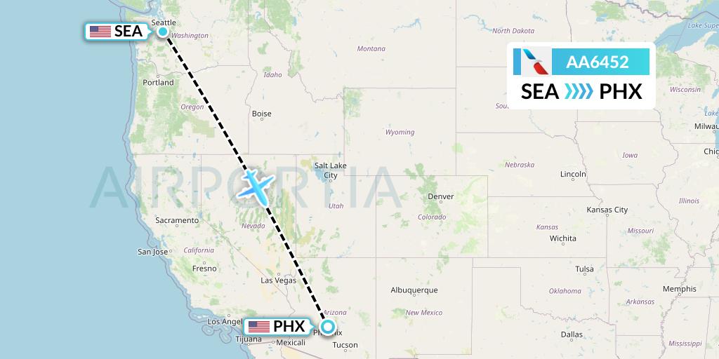 AA6452 American Airlines Flight Map: Seattle to Phoenix