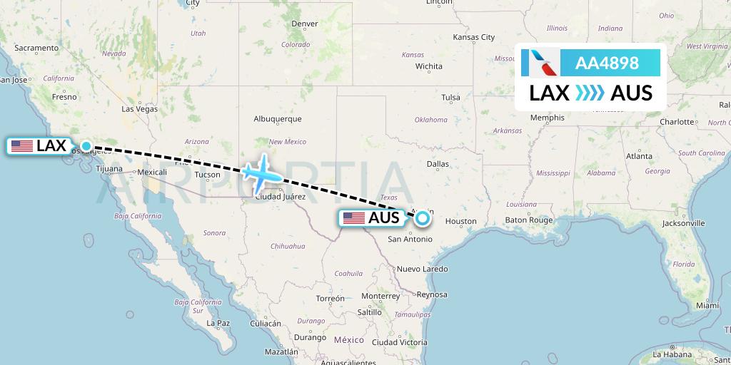 AA4898 American Airlines Flight Map: Los Angeles to Austin