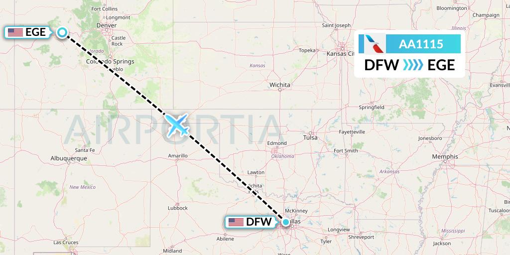 AA1115 American Airlines Flight Map: Dallas to Eagle
