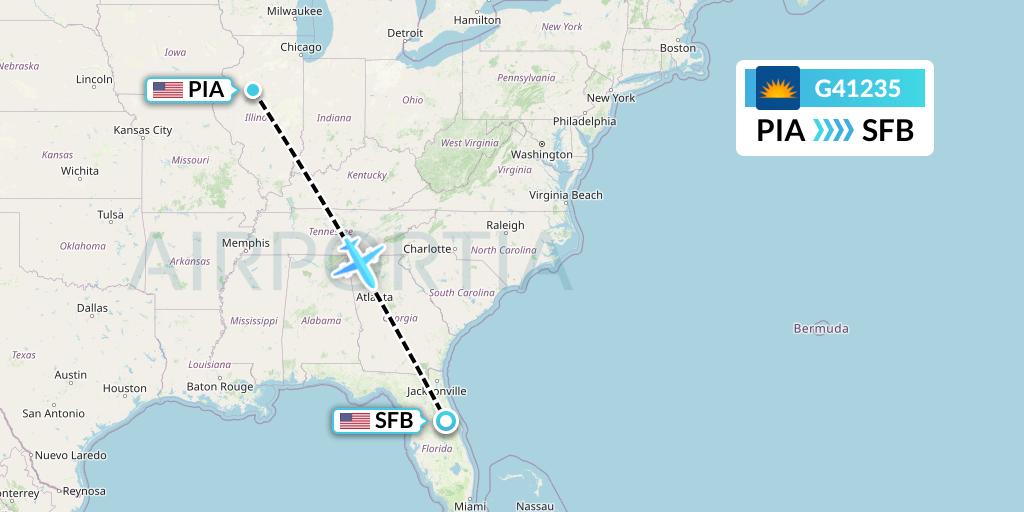 G41235 Allegiant Air Flight Map: Peoria to Orlando