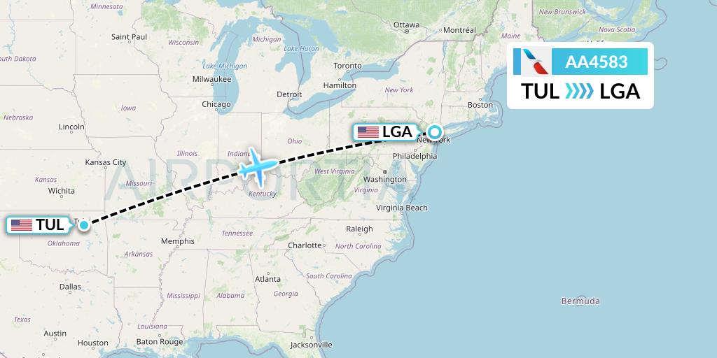 AA4583 American Airlines Flight Map: Tulsa to New York