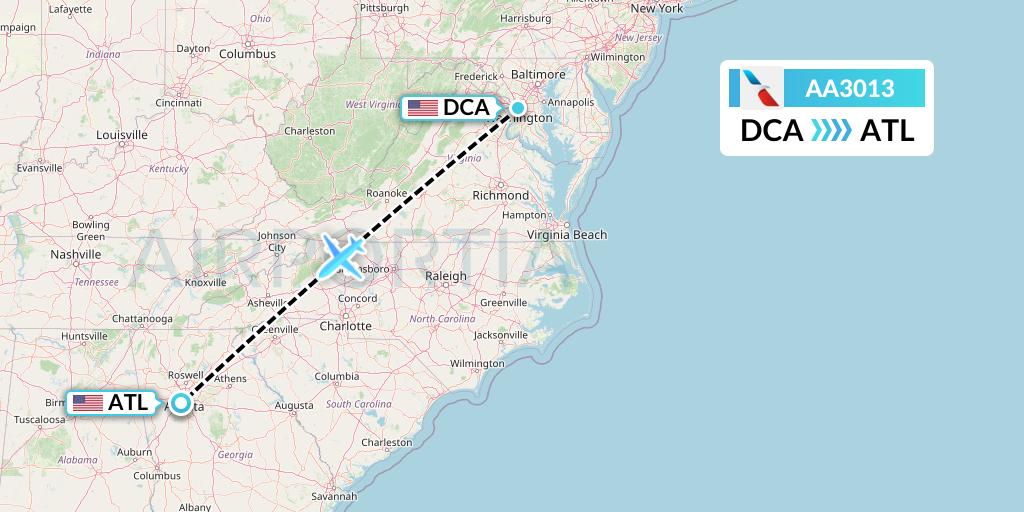 AA3013 American Airlines Flight Map: Washington to Atlanta