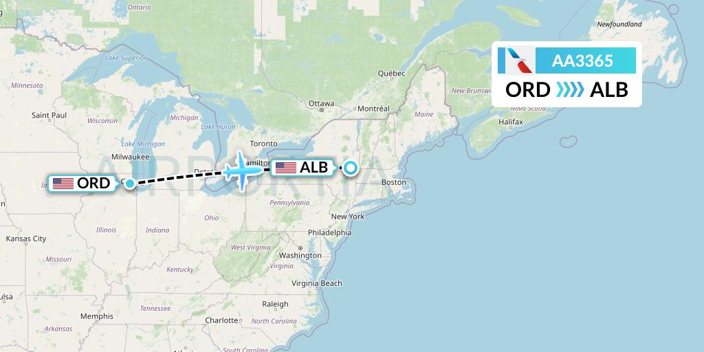 AA3365 American Airlines Flight Map: Chicago to Albany