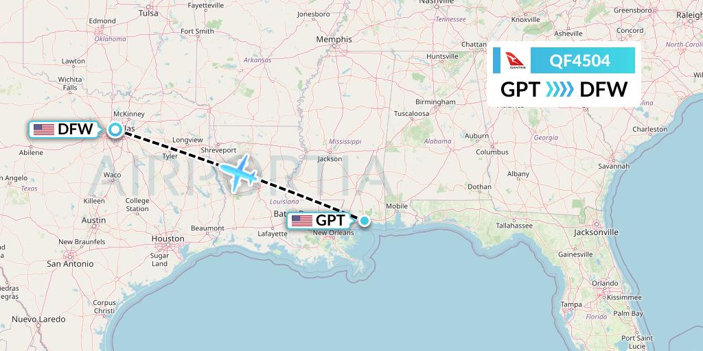 QF4504 Qantas Flight Map: Gulfport to Dallas