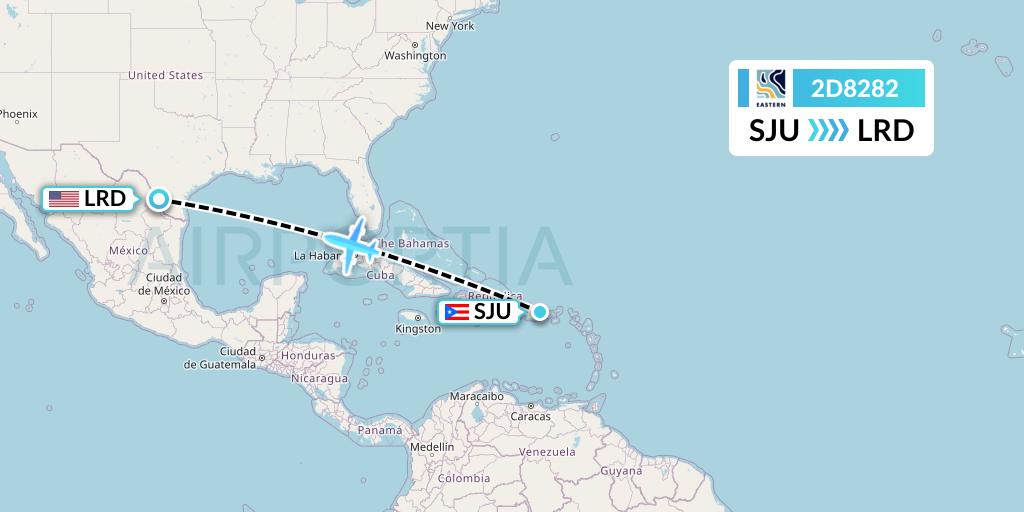 2D8282 Dynamic Airways Flight Map: San Juan to Laredo