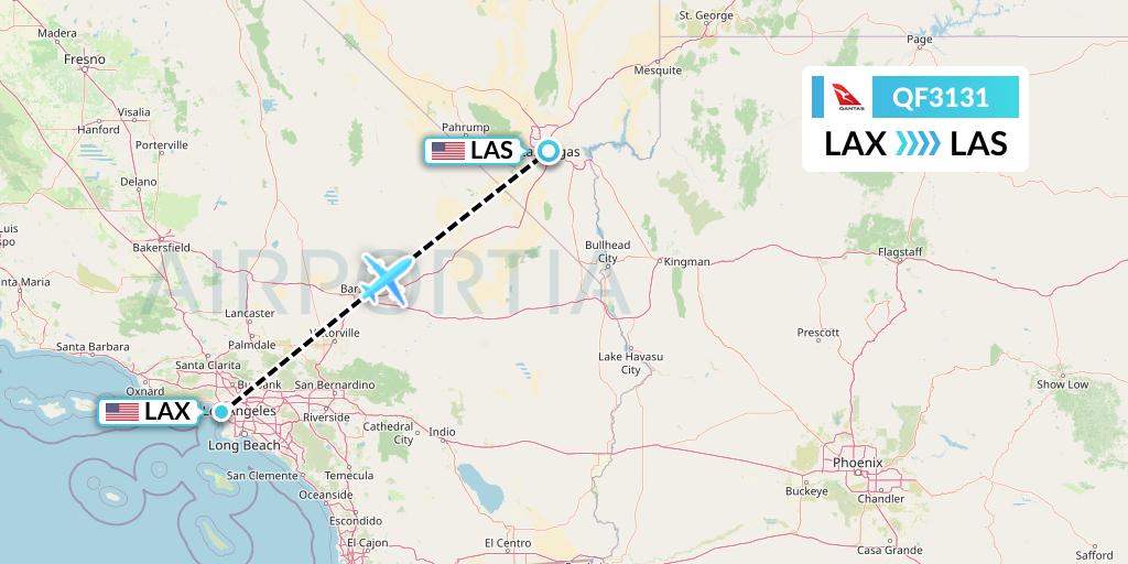 QF3131 Qantas Flight Map: Los Angeles to Las Vegas