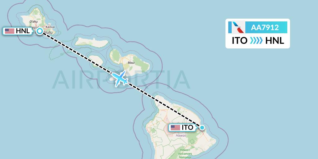 AA7912 American Airlines Flight Map: Hilo to Honolulu