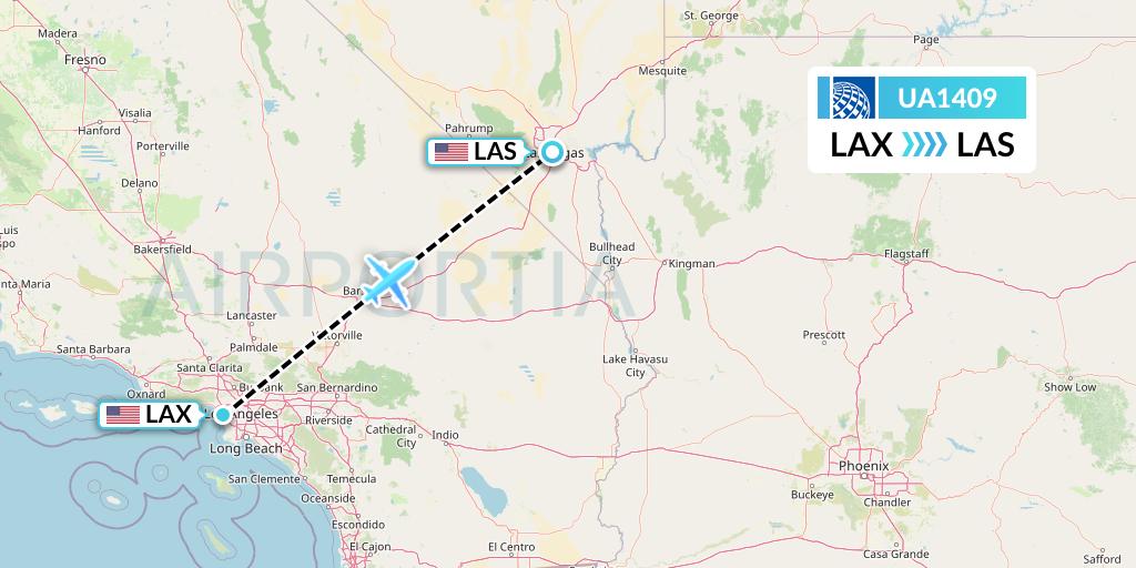 UA1409 United Airlines Flight Map: Los Angeles to Las Vegas