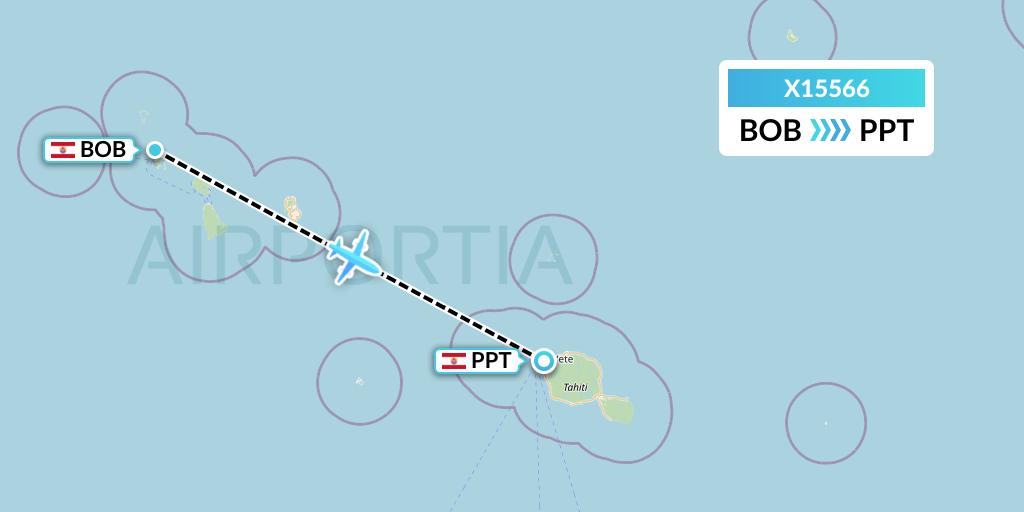 X15566 Nik Airways Flight Map: Bora Bora to Papeete